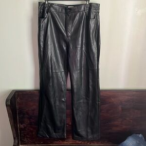 black faux leather pants